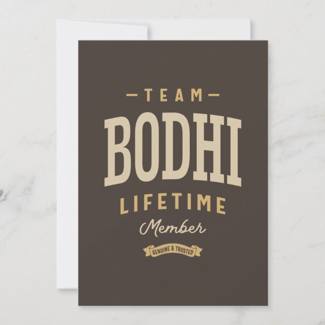 Team Bodhi Livstidsmedlem Anpassat Namn  Inbjudningar (Framsida)