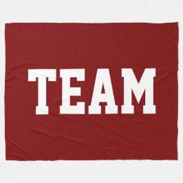 TEAM Bold White Athletic Text On Deep Vintage Red Fleecefilt