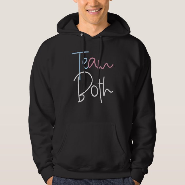 Team Both Healthy Baby Pink Or Blue Gender Reveal Hoodie (Framsida)