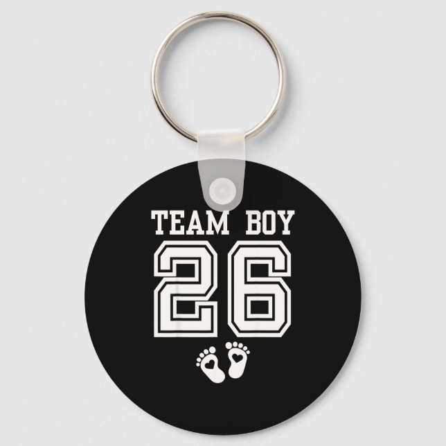 Team Boy 2026 Gender Reveal Baby Shower Matching F Nyckelring (Framsida)
