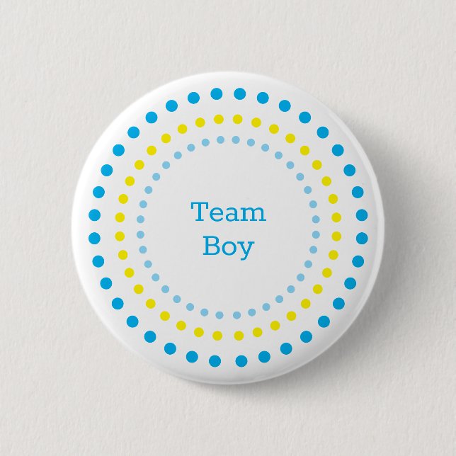 Team Boy Baby Shower Blue & Yellow Polka Dots  Knapp (Framsida)