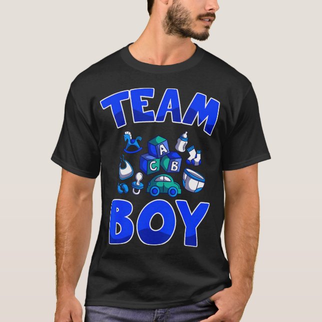 Team Boy Baby Shower Gender Reveal Baby Party T Shirt (Framsida)