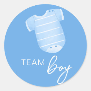 Team Boy Bära Vad kommer Baby att vara Blue White? Runt Klistermärke