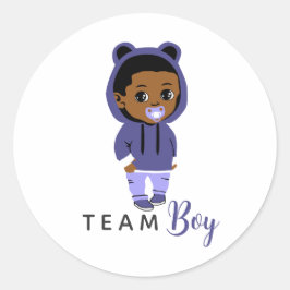 Team Boy Blue Hoodie African American Baby Runt Klistermärke