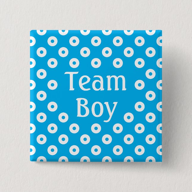 "Team Boy" Blue Polka Dot-Gender-förutsägelse Knapp (Framsida)
