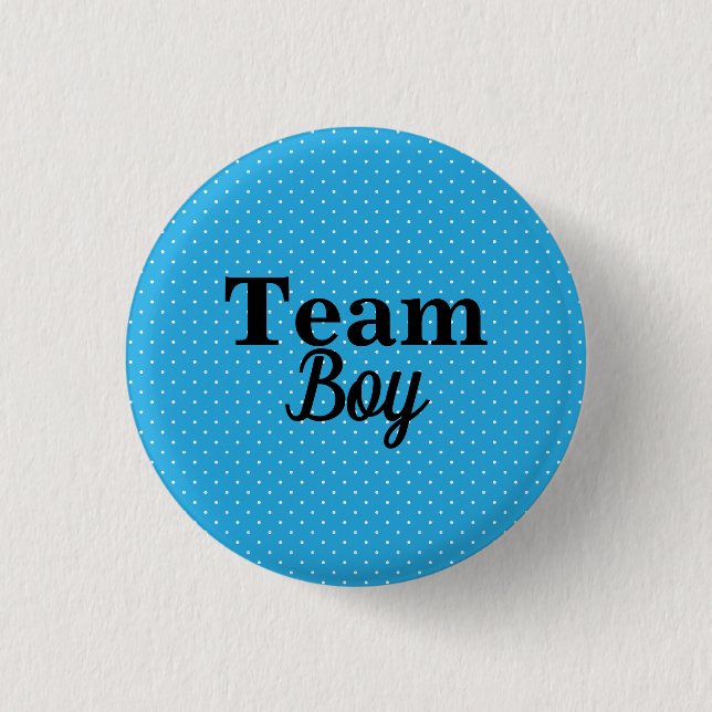 Team Boy Blue Polka dots Baby Shower Button Knapp (Framsida)