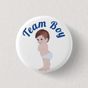 "Team Boy" Cute Baby Gender avslöjar 3 cm Round B Knapp