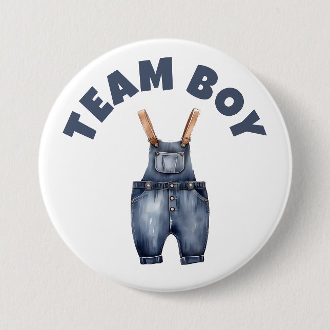 Team Boy Cute Little Barnkläders Gender Reveal Knapp (Framsida)