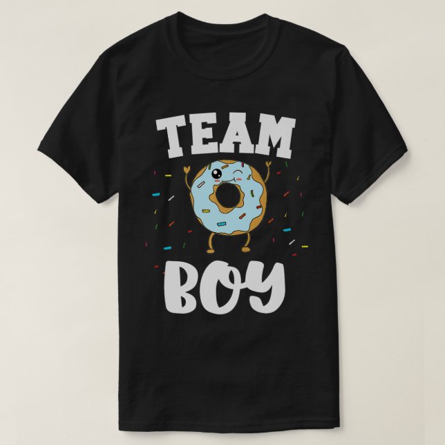 Team Boy Donut Gender Reveal Party Funny och Cute T Shirt (Design framsida)