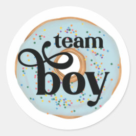 Team Boy Donut Gender Reveal Sticker Runt Klistermärke