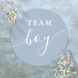 Team Boy Dusty Blue Gender Reveal Voting Runt Klistermärke