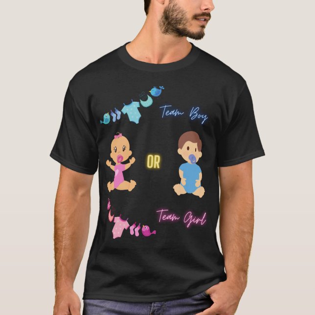 Team Boy eller Team Girl Gender Reveal T Shirt (Framsida)