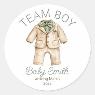 Team Boy gender avslöjar juldekalen baby Runt Klistermärke