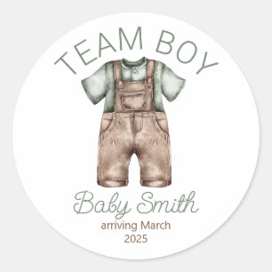 Team Boy gender avslöjar juldekalen baby Runt Klistermärke
