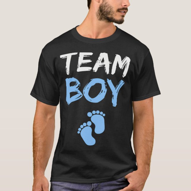 Team Boy Gender Reveal Baby Shower Shirt T (Framsida)
