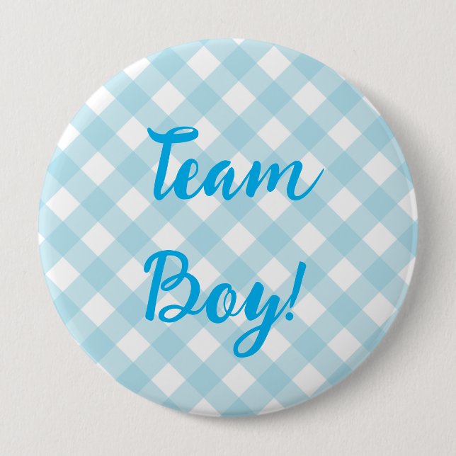Team Boy, Gender Reveal Button, Blue Button Knapp (Framsida)