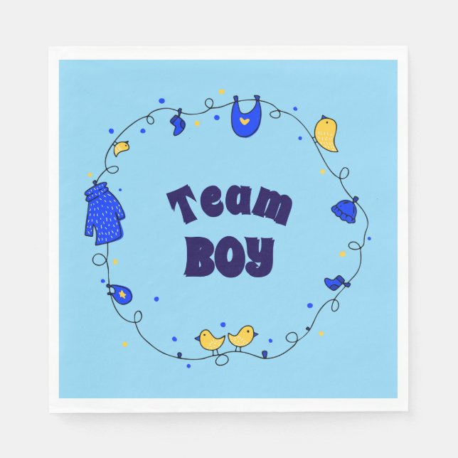 Team Boy Gender Reveal Napkins Pappersservett (Framsidan)