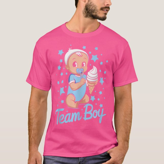 Team Boy Gender Reveal Party Announcement Ice Crea T Shirt (Framsida)
