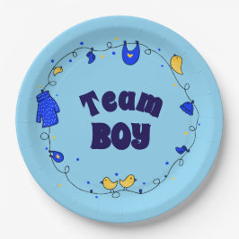 Team Boy Gender Reveal Party Tallrikar