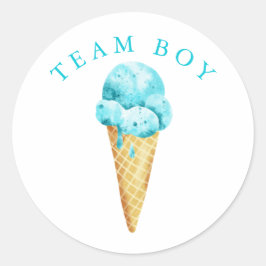 Team Boy Gender Reveal Party Vote Ice Cream Runt Klistermärke