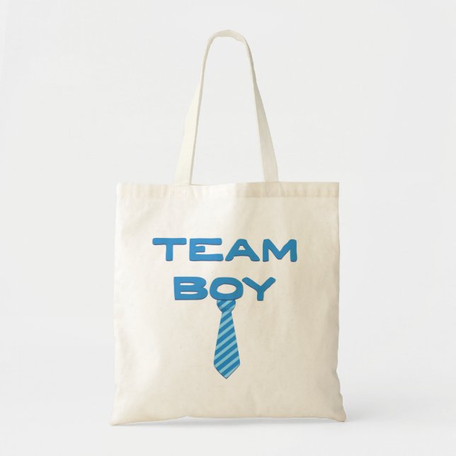 Team Boy Gender Reveal Tote Tygkasse (Framsidan)