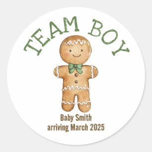 Team Boy Gingerbröd juldekalett baby Runt Klistermärke