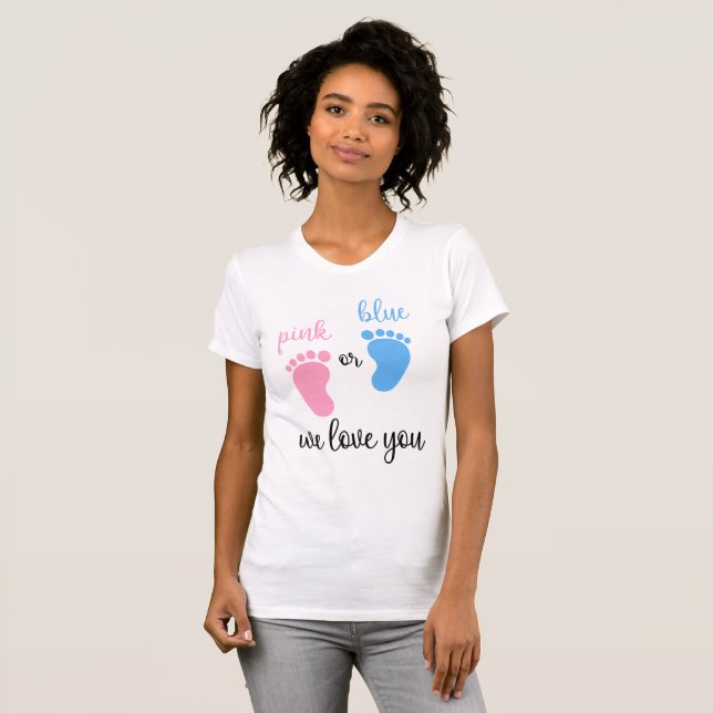 Team Boy Girl Rosa eller Blue Vi Kärlek dig T Shirt (Hel framsida)