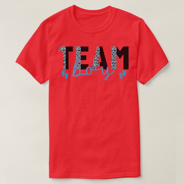Team Boy Leopard Skriv ut Rosa eller blått Gender  T Shirt (Design framsida)