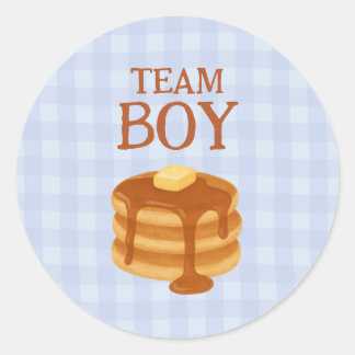 Team Boy Little Pancake Brunch Theme Gender Reveal Runt Klistermärke