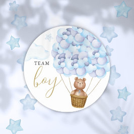 Team Boy Nalle Blue Gender Reveal-votering Runt Klistermärke