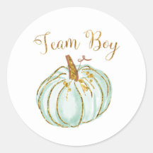 Team Boy Pastel Pumpkin Gender Reveal-etikett