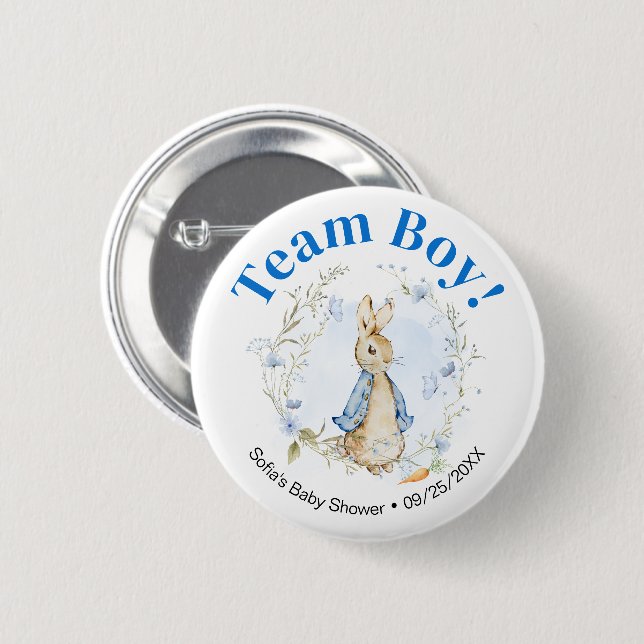 Team Boy Peter Rabbit Button Knapp (Framsida & baksida)
