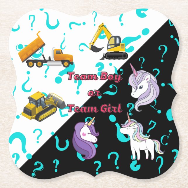 Team Boy vs Team Girl Heavy Equipment vs Unicorns Underlägg Papper (Framsida)