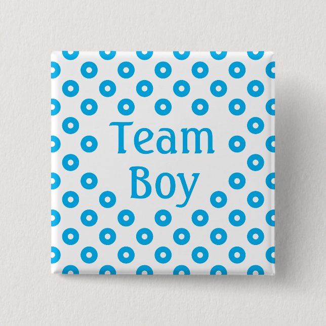 "Team Boy" White Polka Dot Gender Predidence Knapp (Framsida)