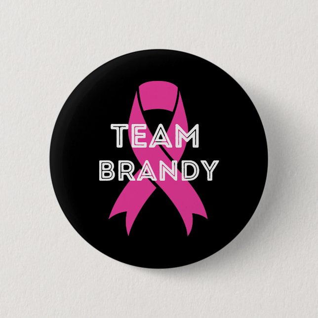 Team Brandy Personlig Breast Cancer Awareness Knapp (Framsida)