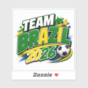 TEAM BRASILIEN 2026 Fotbollsfan   Brasiliansk Klistermärken
