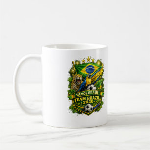 Team Brasilien 2026 Jaguar & Arara Fotbollsfan Kaffemugg