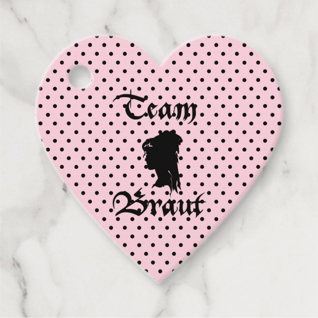 Team Braut Text mit Punkte rosa Gåvor Etiketter (Framsida)