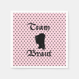 Team Braut Text mit Punkte rosa Pappersservett
