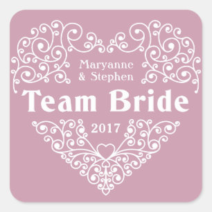 Team Bride-anpassade namn och bröllopsmärken för å Fyrkantigt Klistermärke