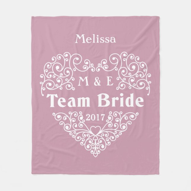 Team Bride anpassningsbar-monogram och år bröllop- Fleecefilt (Framsidan)