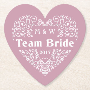 Team Bride anpassningsbar-monogram och pappert und Underlägg Papper