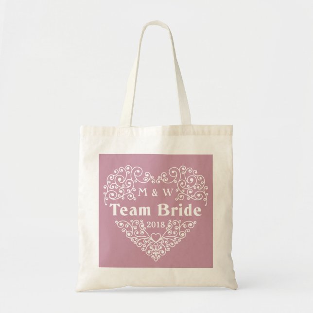 Team Bride anpassningsbar-monogram och tote bags Tygkasse (Framsidan)