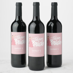 Team Bride Bachelorette Party Bridesmaid Vinflaska Etikett