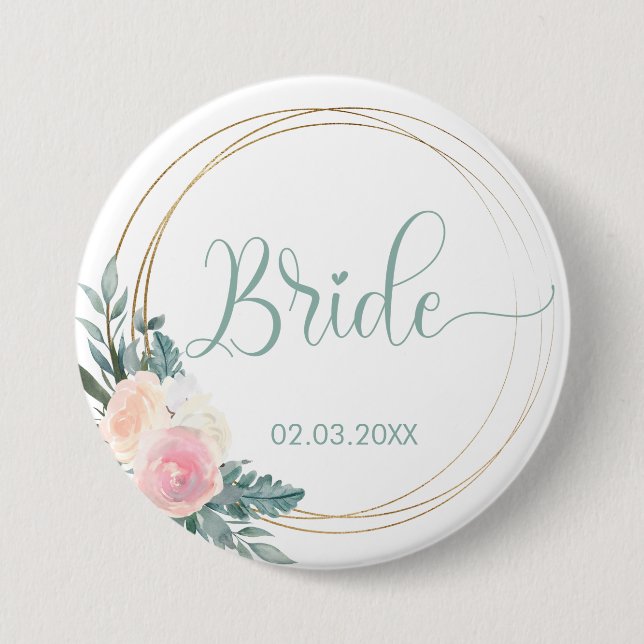 TEAM BRIDE! Blumen Kranz Button Knapp (Framsida)