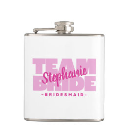 Team Bride Bridesmaid Bröllop Brudens sida Rosa Fickplunta
