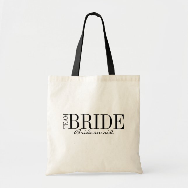 Team Bride Bridesmaid Brudens sida Tote Bag Tygkasse (Framsidan)