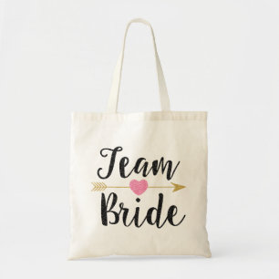 "Team Bride" Bridesmaid Glitter-Print Black Tygkasse