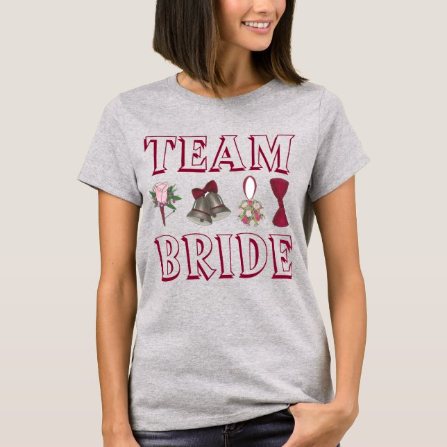 TEAM BRIDE Bröllop Bridesmaid Brudens sida Tee (Framsida)