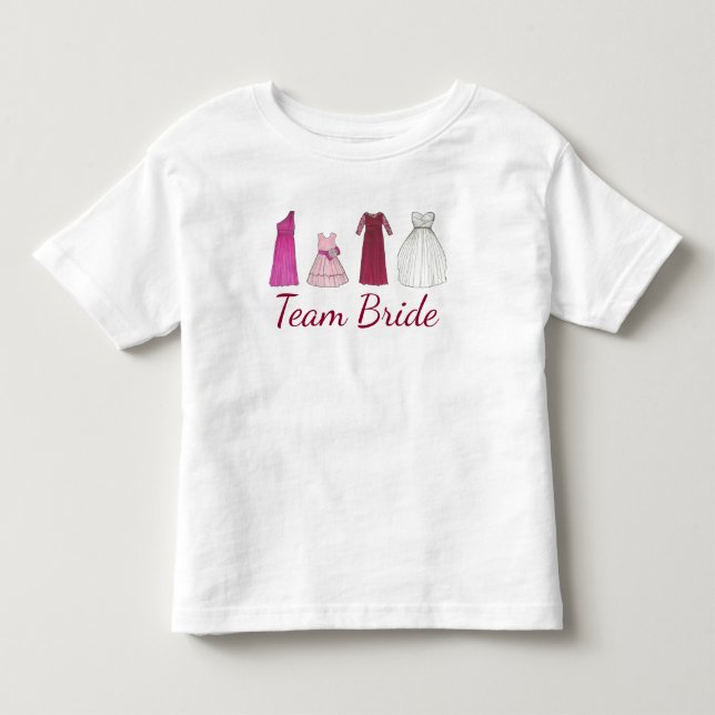 TEAM BRIDE Bröllop Brudens sida Flower Girl Rosa T-shirt (Framsida)